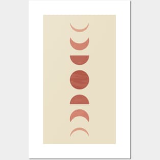 Moon phases watercolor in delicate apricot Posters and Art